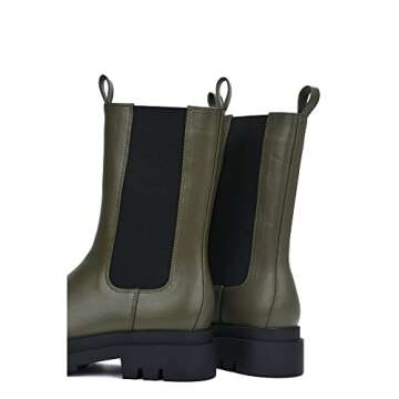 Vegas Chunky Lug Sole Platform Booties - Stylish Olive Boots for Versatile Outfits