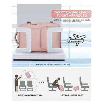 VGCUB Large Travel Backpack Bag for Women Men,Carry on Backpack,17 Inch Laptop Business Work Waterproof Backpack with Laptop Compartment,Person Item Flight Approved,Mochila de Viaje,Pink Large