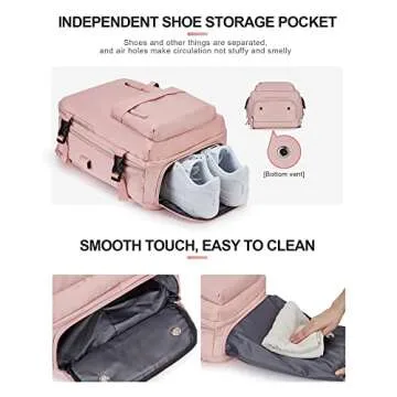 VGCUB Large Travel Backpack Bag for Women Men,Carry on Backpack,17 Inch Laptop Business Work Waterproof Backpack with Laptop Compartment,Person Item Flight Approved,Mochila de Viaje,Pink Large
