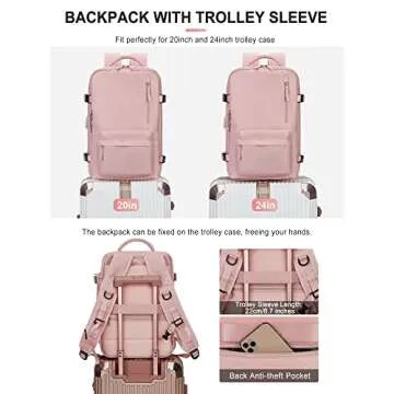 VGCUB Large Travel Backpack Bag for Women Men,Carry on Backpack,17 Inch Laptop Business Work Waterproof Backpack with Laptop Compartment,Person Item Flight Approved,Mochila de Viaje,Pink Large