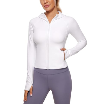 CRZ YOGA Womens Butterluxe Full Zip Workout Hoodie Jackets Slim Fit Hooded Athletic Yoga Lightweight...