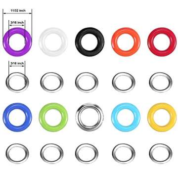 400 Sets 3/16 Inch Multi-Color Grommets Kit Metal Eyelets with Installation Tools and Instructor in Clear Box