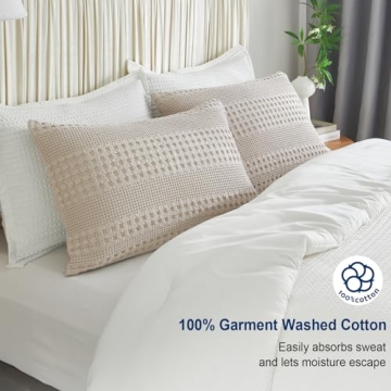 PHF 100% Cotton Waffle Pillow Shams for Luxurious Comfort