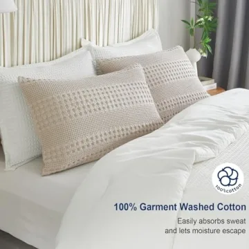 PHF 100% Cotton Waffle Pillow Shams for Luxurious Comfort