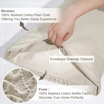 PHF 100% Cotton Waffle Pillow Shams for Luxurious Comfort