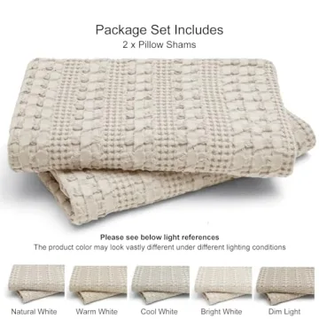 PHF 100% Cotton Waffle Pillow Shams for Luxurious Comfort
