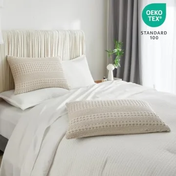 PHF 100% Cotton Waffle Pillow Shams for Luxurious Comfort