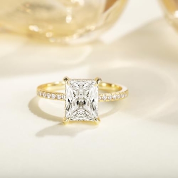 TIGRADE 4CT Radiant Cut CZ Engagement Ring Gold Size 6