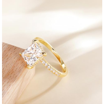 TIGRADE 4CT Radiant Cut CZ Engagement Ring Gold Size 6