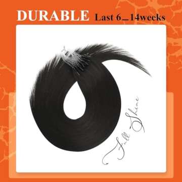 Full Shine Remy Micro Link Hair Extensions Real Human Hair Color 1B Black Micro Ring Hair Extensions 14Inch Microloop Human Hair Extensions 50G 1g/s Micro Fusion Hair Extensions Human Hair for Women