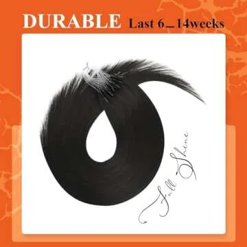 Full Shine Remy Micro Link Hair Extensions Real Human Hair Color 1B Black Micro Ring Hair Extensions 14Inch Microloop Human Hair Extensions 50G 1g/s Micro Fusion Hair Extensions Human Hair for Women