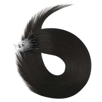 Full Shine Remy Micro Link Hair Extensions Real Human Hair Color 1B Black Micro Ring Hair Extensions 14Inch Microloop Human Hair Extensions 50G 1g/s Micro Fusion Hair Extensions Human Hair for Women