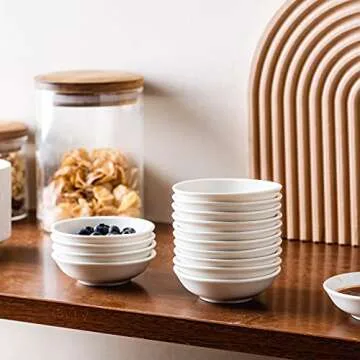 UIBFCWN Sauce Dish Dipping Bowls, 12 Pack Ceramic Dip Bowls Set, 1.2 Oz Soy Sauce Dish, White Dipping Bowls Bulk, Asian Sauce Bowls for Ketchup, BBQ, Condiments, Appetizer