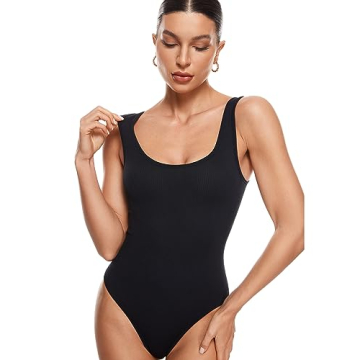 INLYRIC Women's Scoop Neck Sleeveless Bodysuit Slimming Fit