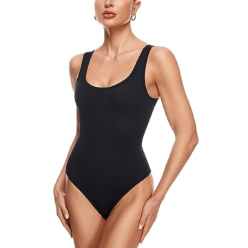 INLYRIC Women's Scoop Neck Sleeveless Bodysuit Slimming Fit