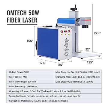 OMTech 50W Laser Engraver with 12x12 Inch Workbed