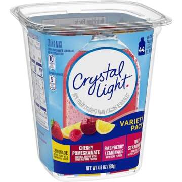 Crystal Light Lemonade, Cherry Pomengrate, Raspberry Lemonade & Wild Strawberry Powdered Drink Mix Variety Pack, 44 ct On-the-Go-Packets
