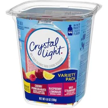 Crystal Light Lemonade, Cherry Pomengrate, Raspberry Lemonade & Wild Strawberry Powdered Drink Mix Variety Pack, 44 ct On-the-Go-Packets