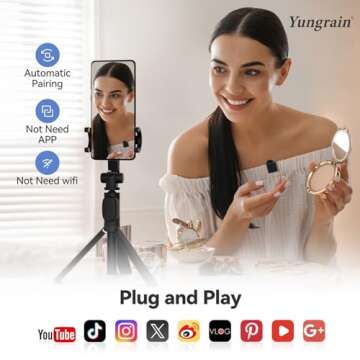 Yungrain Wireless Lavalier Microphone for iPhone, Wireless Clip On Microphone,Wireless Lapel Mic for...