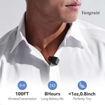 Yungrain Wireless Lavalier Microphone for iPhone, Wireless Clip On Microphone,Wireless Lapel Mic for Android/PC/Laptop/iMac, HI-FI Sound Quality for Tiktok, YouTube, Video Recording, Zoom, Type-C