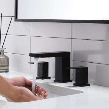 VCCUCINE Black Bathroom Faucet 3 Hole, 8 Inch Widespread Bathroom Sink Faucet, 2 Handle Matte Black ...