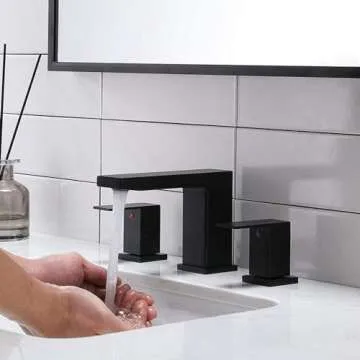 VCCUCINE Black Bathroom Faucet 3 Hole, 8 Inch Widespread Bathroom Sink Faucet, 2 Handle Matte Black ...