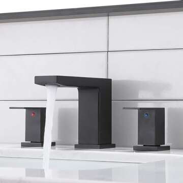 VCCUCINE Black Bathroom Faucet 3 Hole, 8 Inch Widespread Bathroom Sink Faucet, 2 Handle Matte Black Bath Faucet, Modern Rv Lavatory Vanity Faucet with Pop Up Drain & Water Supply Lines