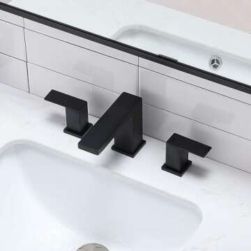 VCCUCINE Black Bathroom Faucet 3 Hole, 8 Inch Widespread Bathroom Sink Faucet, 2 Handle Matte Black Bath Faucet, Modern Rv Lavatory Vanity Faucet with Pop Up Drain & Water Supply Lines