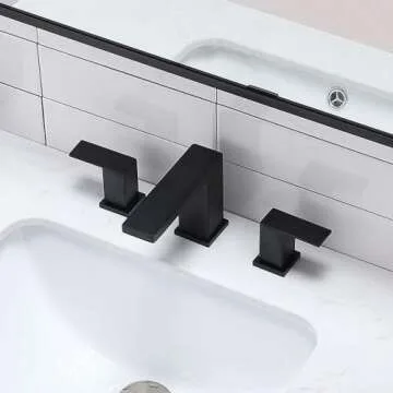 VCCUCINE Black Bathroom Faucet 3 Hole, 8 Inch Widespread Bathroom Sink Faucet, 2 Handle Matte Black Bath Faucet, Modern Rv Lavatory Vanity Faucet with Pop Up Drain & Water Supply Lines