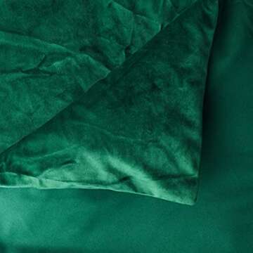 Tribeca Living VENICEDUVET Venice Velvet Oversized Solid Duvet Set, King, Emerald Green