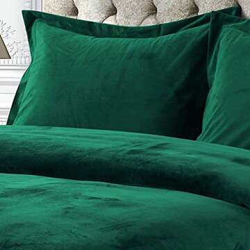 Tribeca Living VENICEDUVET Venice Velvet Oversized Solid Duvet Set, King, Emerald Green
