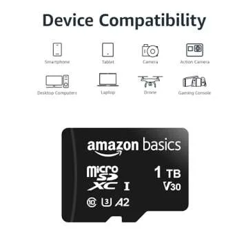 Amazon Basics microSDXC Memory Card with Full Size Adapter, A2, U3, Read Speed up to 100 MB/s, 1 Tb, Black