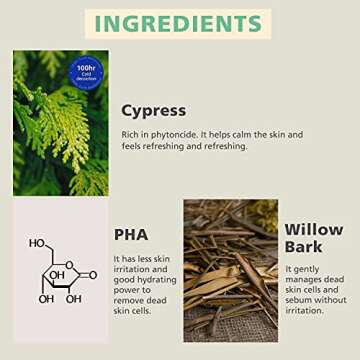 DIXIONIST Cyforest Fresh Vegan PHA Exfoliating Face Toner 100ml (3.38 fl.oz.) - with Hinoki Cypress Water, Mild Wipe-Off Astringent, pH Balancing & Hydrating, Irritation-Free