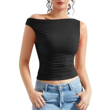OMKAGI Off Shoulder Y2K Tops for Stylish Women