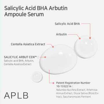 APLB Salicylic Acid BHA Arbutin Ampoule Serum | SALICYLIC ARBUT CEN™ 29.6% 1.35 FL.OZ/Korean Skincare, Acne & Pore care, Long lasting moisturizing, Revitalize for gentle and improve skin texture