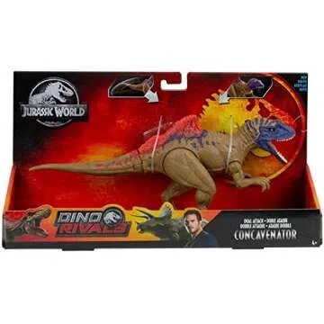 Jurassic World Dual Attack Concavenator Dinosaurs in Medium Size with Button-activated Dual Strike Action Moves Like Tail and Head Strikes