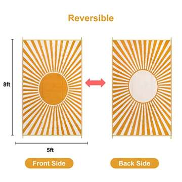 Anidaroel Outdoor Area Rug for Patio Clearance 5X8ft Waterproof, Reversible Plastic Straw Rug Outsid...