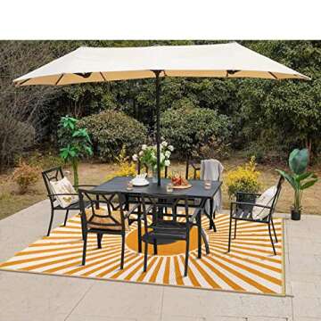 Anidaroel Outdoor Area Rug for Patio Clearance 5X8ft Waterproof, Reversible Plastic Straw Rug Outside Rug, Stain & UV Resistant RV Mat for Camping, Porch, Balcony, Pool Deck, Backyard(Orange,5‘x8')