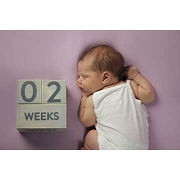 Pearhead Wooden Milestone Age Blocks, Gender-Neutral Baby Accessory for Photo Sharing, Weekly, Month...