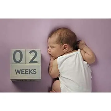 Pearhead Wooden Milestone Age Blocks, Gender-Neutral Baby Accessory for Photo Sharing, Weekly, Month...