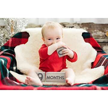 Pearhead Wooden Milestone Age Blocks, Gender-Neutral Baby Accessory for Photo Sharing, Weekly, Monthly, Year and Grade Growth Markers, Distressed Gray