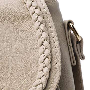 KKXIU Casual Flap Saddle Crossbody Bags for Women Purses and Handbags with Tassel (Z-Beige)