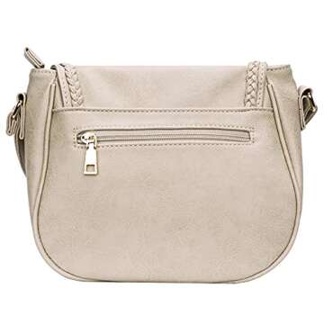 KKXIU Casual Flap Saddle Crossbody Bags for Women Purses and Handbags with Tassel (Z-Beige)
