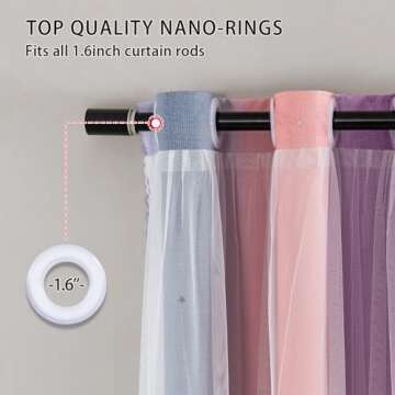 XiDi Dream Star Blackout Curtains for Kids Rooms Girl Princess Curtain for Daughter Bedroom Window (Grey Pink Purple, W34 X L63)