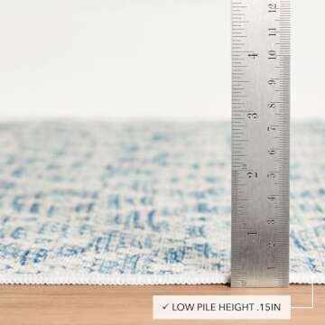 Dash and Albert Melange Diamond Machine Washable Area Rug - Runner - 2.5' x 8' Blue - Diamond Accent Rug - Anti-Slip Backing, Lightweight, Machine Washable, High Traffic Area Kitchen, Mudroom