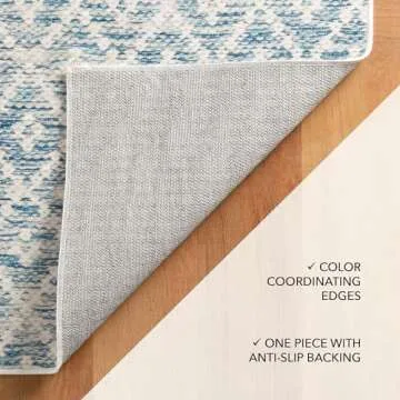 Dash and Albert Melange Diamond Machine Washable Area Rug - Runner - 2.5' x 8' Blue - Diamond Accent Rug - Anti-Slip Backing, Lightweight, Machine Washable, High Traffic Area Kitchen, Mudroom