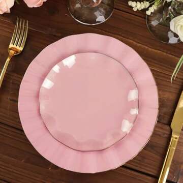 Efavormart 10 Pack | Dusty Rose 6" Round Plastic Dessert Salad Plates, Disposable Appetizer Plates w...