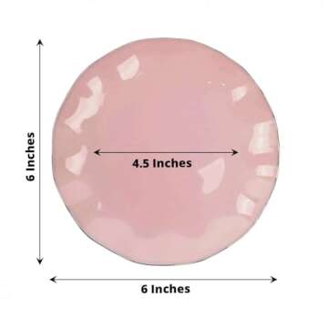 Efavormart 10 Pack | Dusty Rose 6" Round Plastic Dessert Salad Plates, Disposable Appetizer Plates with Gold Wavy Rim for Wedding, Outdoor Receptions, Banquets, Holiday Dining