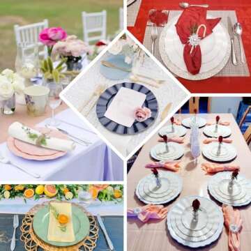 Efavormart 10 Pack | Dusty Rose 6" Round Plastic Dessert Salad Plates, Disposable Appetizer Plates with Gold Wavy Rim for Wedding, Outdoor Receptions, Banquets, Holiday Dining