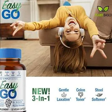 Dr. Schulze's Easy GO Bowel Mover - Formulated Gentle Laxative, Colon Toner & Stool Softener | 100% Plant Natural Bowel Cleanse - Promotes Regular & Complete Bowel Movements - 50 Count Vegan